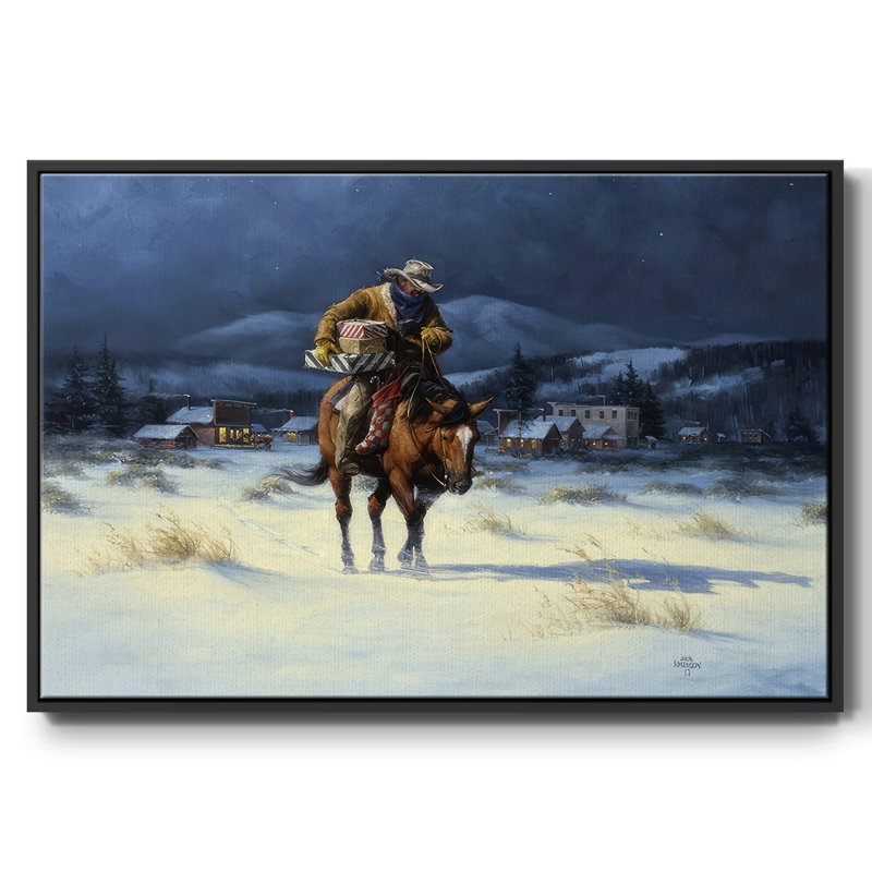 Ramener Noël à la maison, Papier avec cadre noir, H 17 po x l 25 po x P 1,5 po