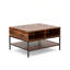 Table basse à plateau rabattable avec rangement Farmhouse - Table en grain de bois rustique de 31,5 po, compartiment de rangement caché pour le salon, structure en métal robuste - facile à assembler et à nettoyer
