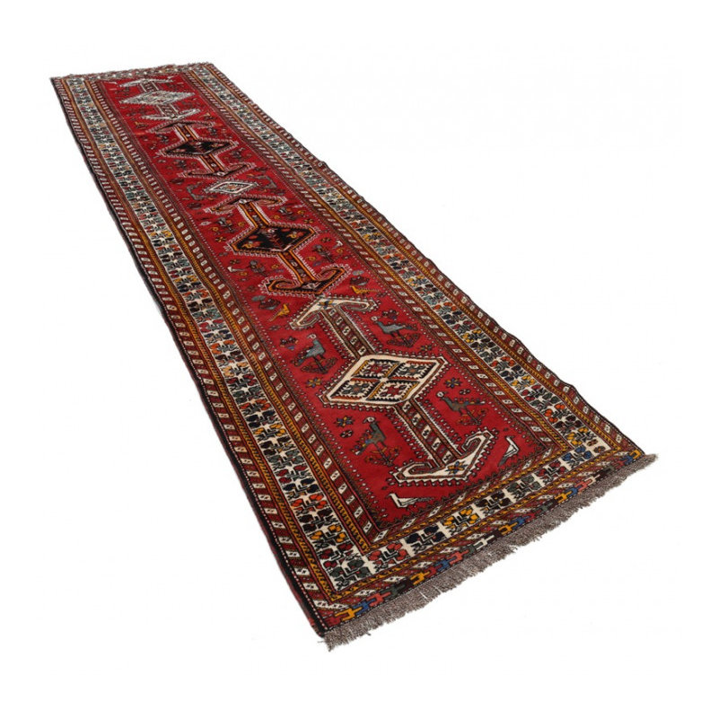 Fine Hand knotted Persian shiraz runner 3'6"x14'4''