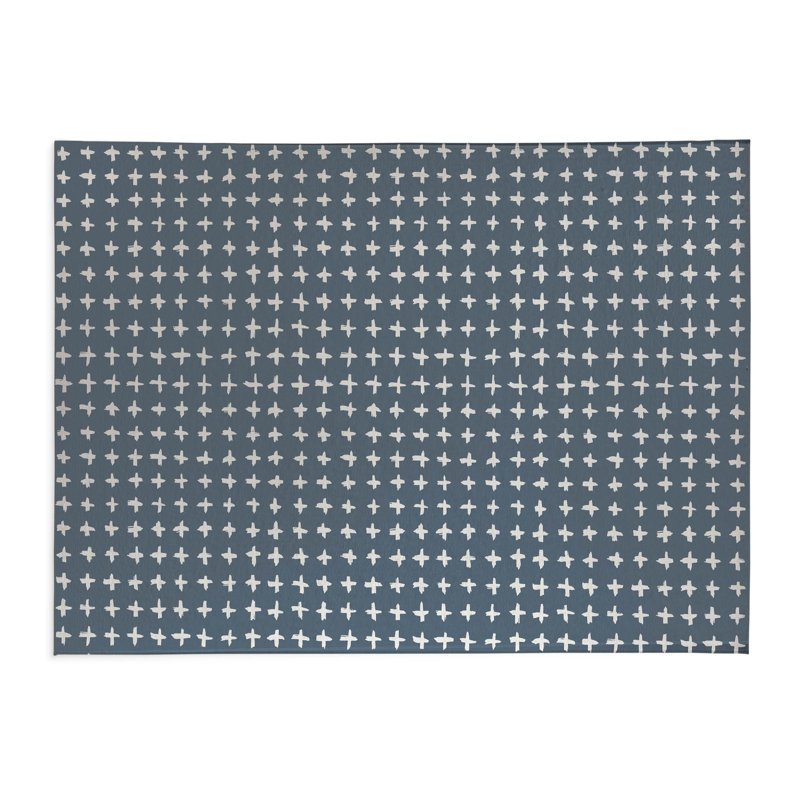 Check Ivory Charcoal Indoor Doormat, Bleu, L 60 po x L 84 po