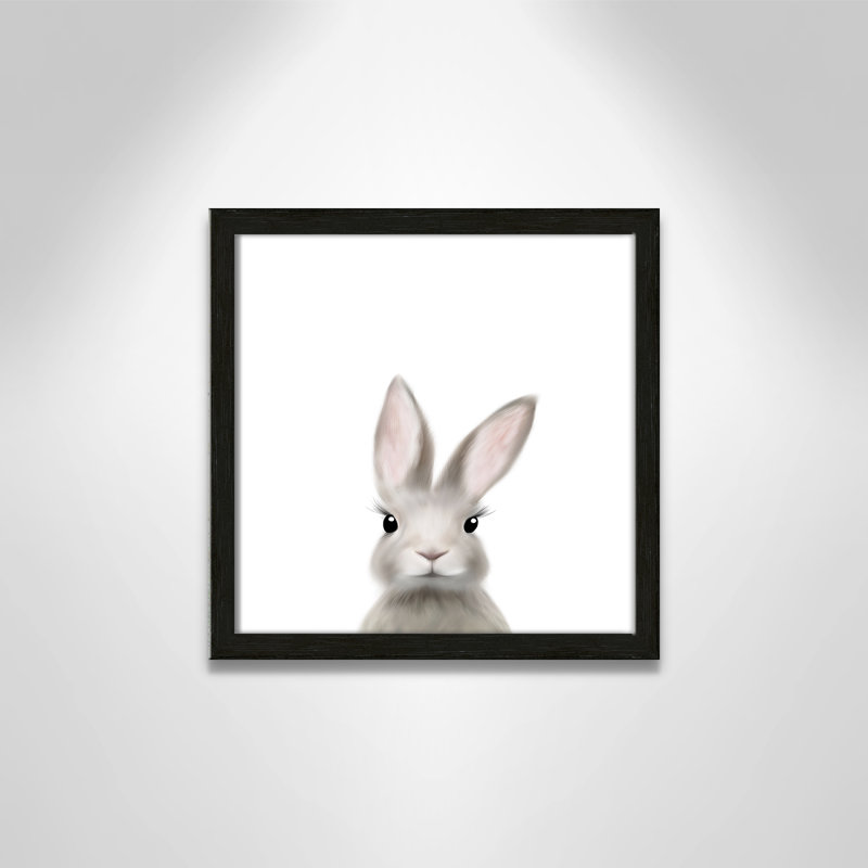 Art encadré en lapins forestières, H 13 po x l 13 po x P 1,19 po, Cadre boîte à grain de bois noir