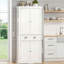 Unité de rangement blanche de 72 pouces avec 4 grands tiroirs et tablettes réglables, idéale pour le rangement dans le salon.