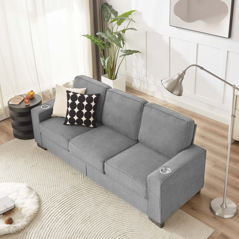 Canapé 83,86 po Snowfleece, Velours gris velours