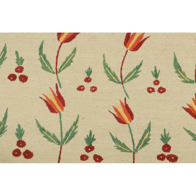 Rug & Kilim’S Suzani Style Kilim In Cream And Warm Polychromatic Floral Patterns
