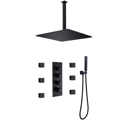 Système de douche thermostatique de luxe avec douche à main et jets pour le corps
