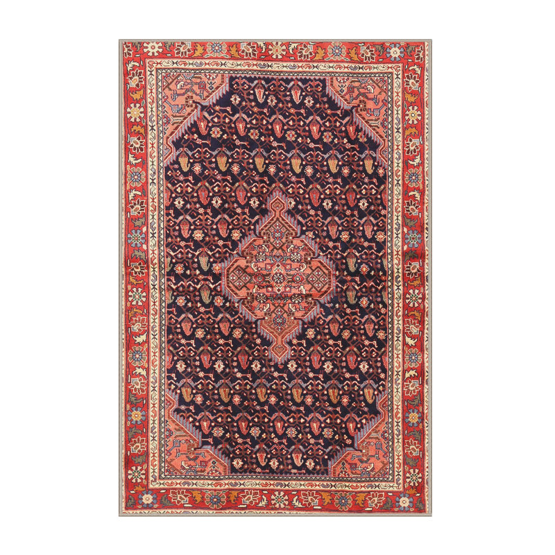 Tapis à motif oriental rouge / noir, Rectangle 5 pi x 7 pi