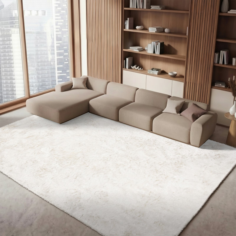 Morrell Hand Tufted Shag Solid Color Area Rug, Rectangle 8 pi x 10 pi