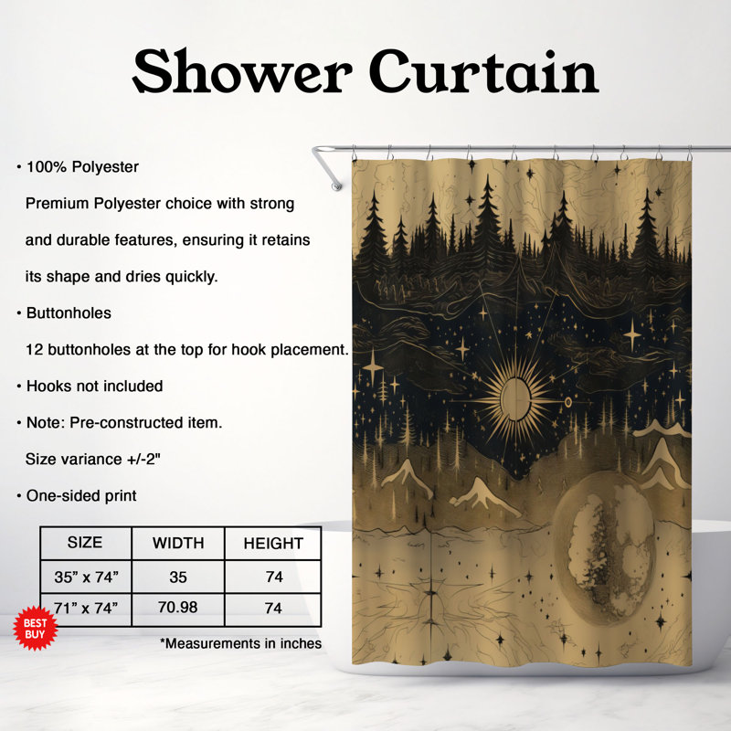 Rideau de douche abstrait Mitali, H 74 po x l 71 po