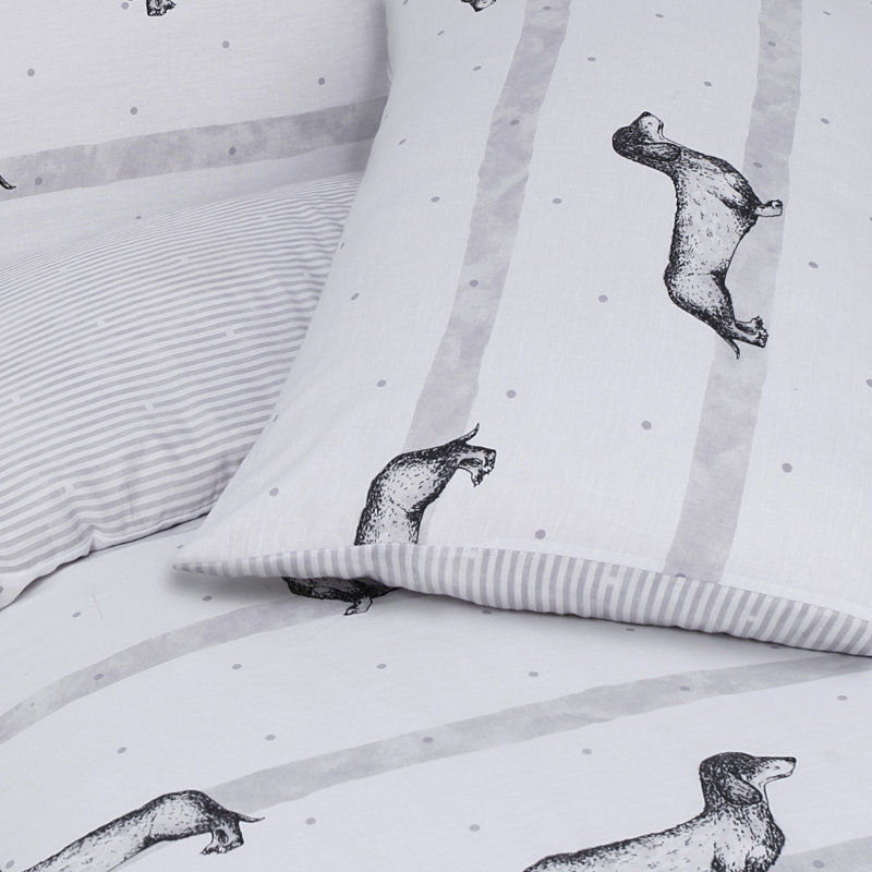 Bayport Polyester Wildlife Duvet Cover Set with Pillowcases, White/Grey, Single - 2 Standard Pillowcases