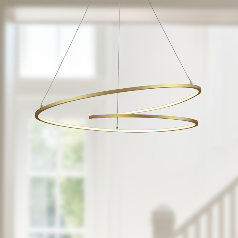Twist 1 - Light LED Unique/Statement Pendant, 129.375" H x 32" W x 32" D, Antique Brass