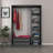 Modern Wardrobe in Anthracite & Black, 53.1 x 74.8 x 20.5 inches | 100% Melamine Coated Particle Board, Thickness: 0.7 inches | Sleek Design for Stylish Storage & Organization in Bedrooms, Durable & Elegant-1955914444