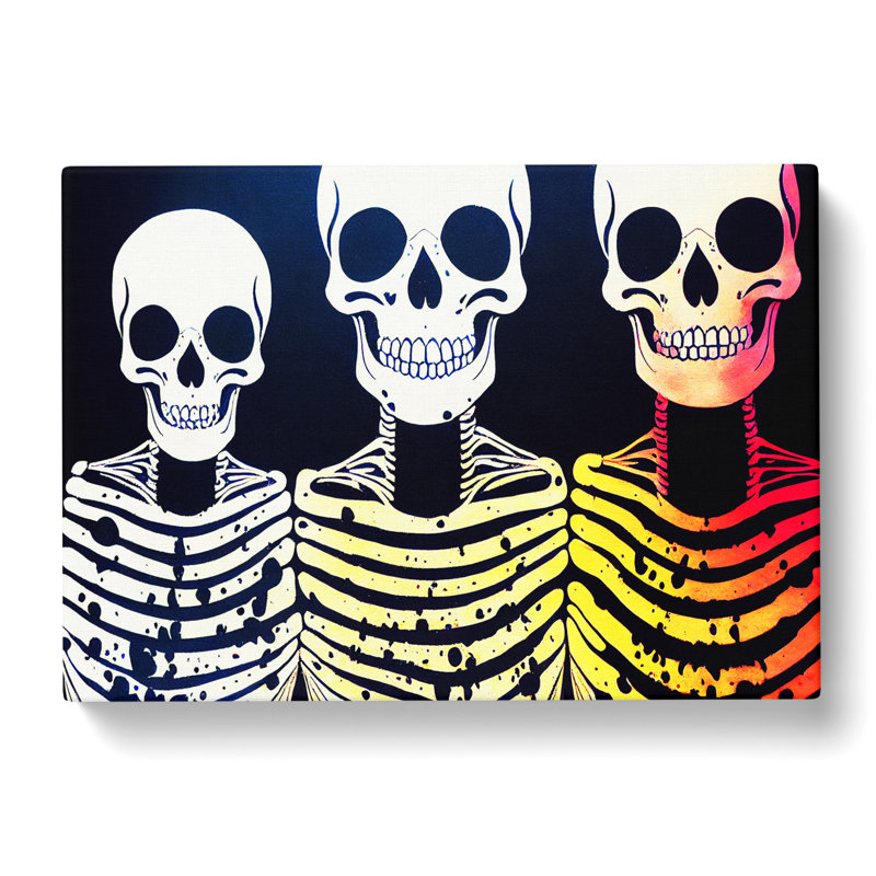 Three Skeletons Abstract - Wrapped Canvas, 50cm H x 76cm W x 3cm D
