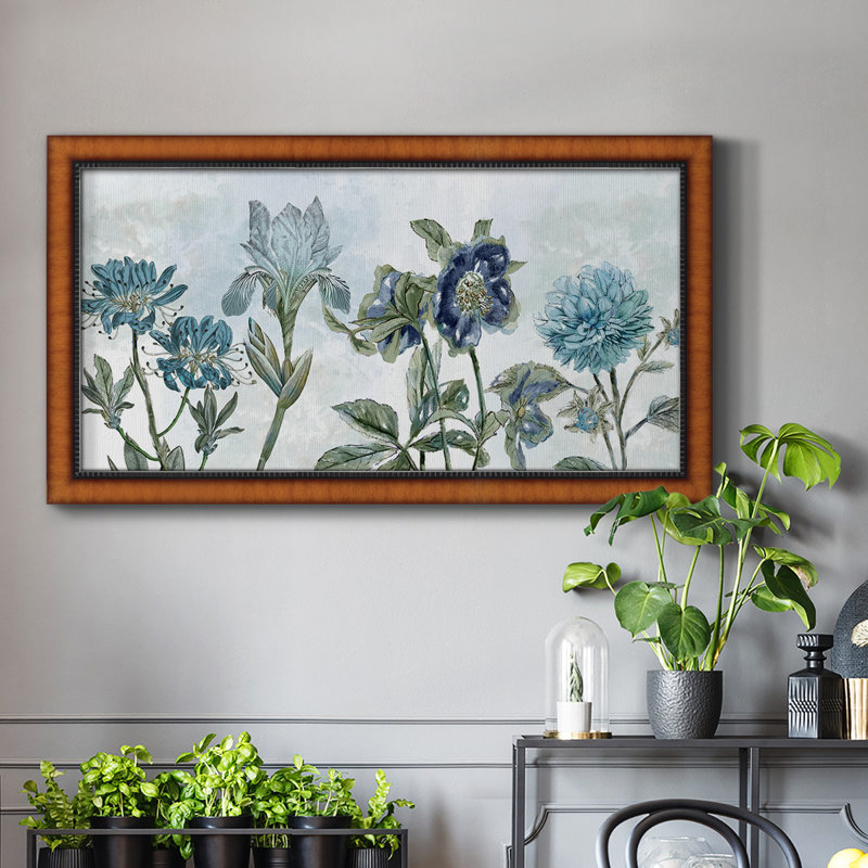 Rétro nuances de bleu - reproduction d'un seul cadre photo sur toile, H 25 po x l 45 po x P 2,5 po