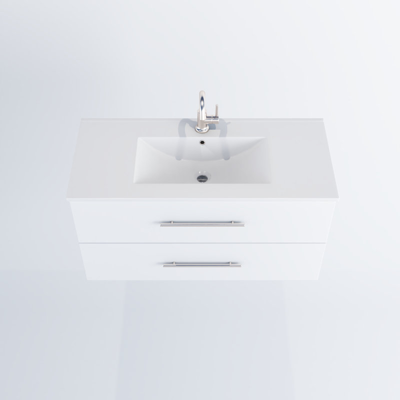 Munnsville 36'' Single Bathroom Vanity with Ceramic Top, White