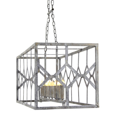 Diamond Kitchen Island Rectangle Chandelier with Wrought Iron Accents