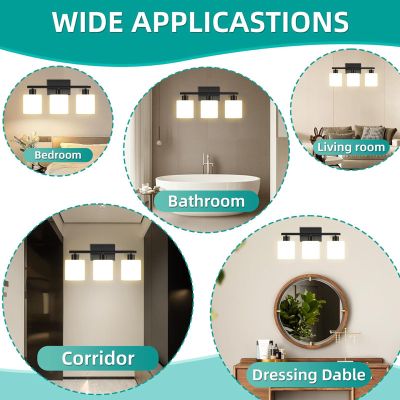 Éclairage pour meuble-lavabo 3 lumières Menk, Noir