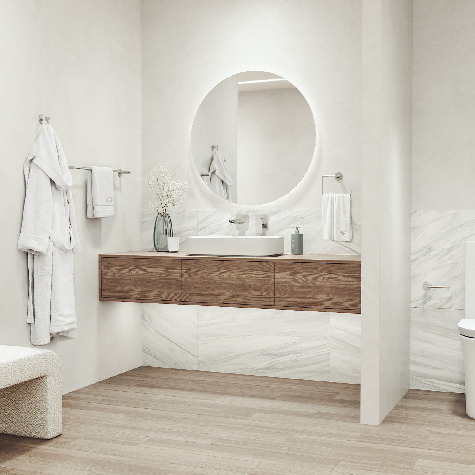 Cass 4-Piece Bathroom Hardware Set, Brushed Nickel