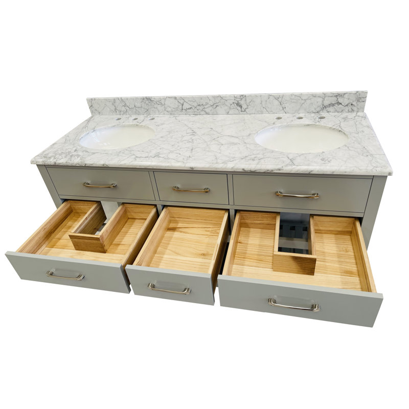 Julja 20 " W Free Standing Wall Mounted Single Double Single Vanity Bathroom Vanity With Carrara Marble Top