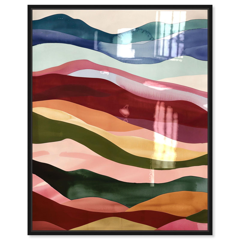 Oliver Gal Sunlit Illusions I Abstract - Hand-Applied Glass Coat Framed Canvas Art, 36" H x 30" W, Black