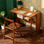Bureau pliant en bambou avec tablette de rangement, table d'étude pliable pour petits espaces, bureau à domicile, chambre de dortoir, bureau d'ordinateur multifonctionnel, brun
