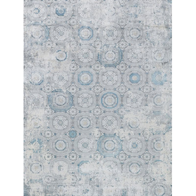 Legacy Ivory/Blue Acrylic/Viscose powerloom Area Rug