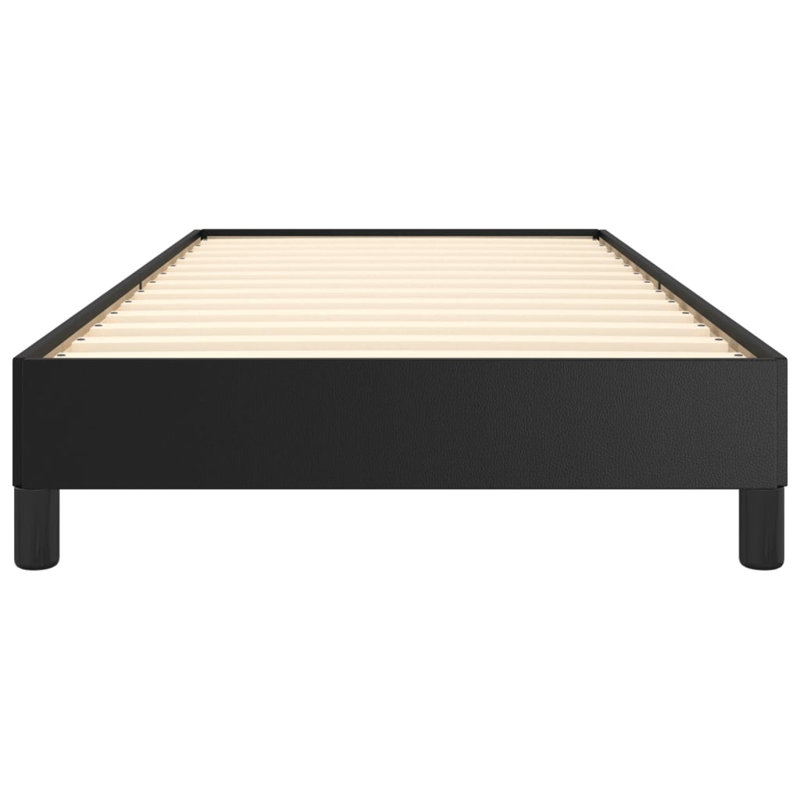 vidaXL Bed, Faux Leather Upholstered Platform Bed, No Mattress, Twin, Black