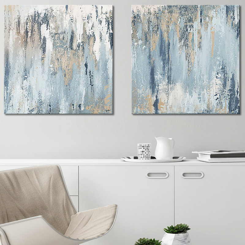 Blue Illusion Square by Patricia Pinto - 2 Piece Acrylic Print Set, 28" H x 28" W, Wrapped Canvas, No Frame
