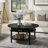 27"W Lift-Top Wood Coffee Table, Small Round Cocktail Table with Storage and Hidden Compartment for Living Room
