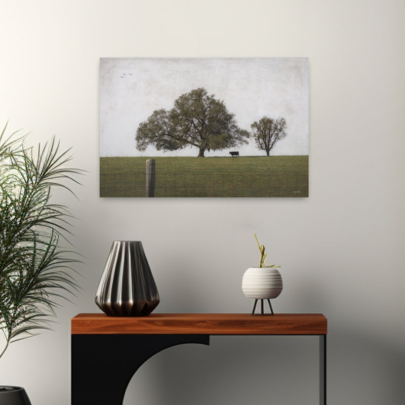 «Lonely One Contemporary Bird Cow Landscape Art»