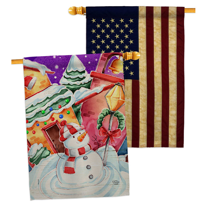 Drapeau de maison en polyester givré 40 x 28 po Snowman
