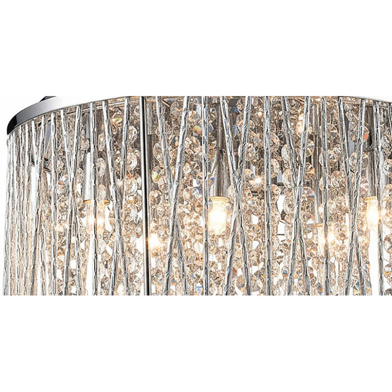6-Light Chrome Flush Mount With Clear Crystals