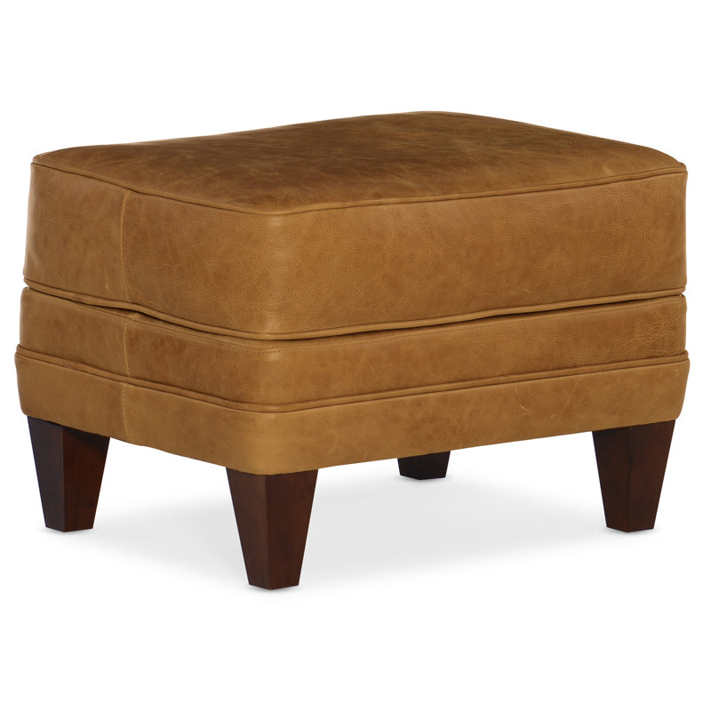 Willow Ottoman, Mahogany, Anilina Hunter Genuine Leather