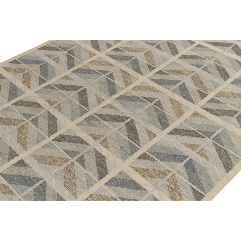 Scandinavian Wool Geometric Area Rug, Rectangle 8' x 10'