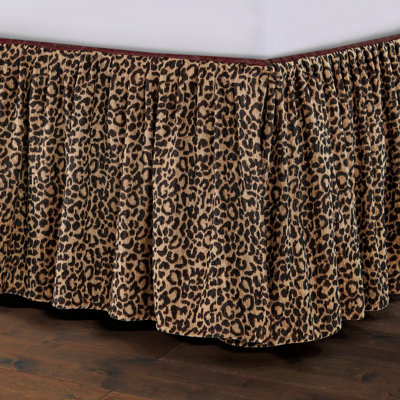 Adrienne Gold Black Leopard Print Chenille Fabric Classic Modern Rustic Bed Skirt