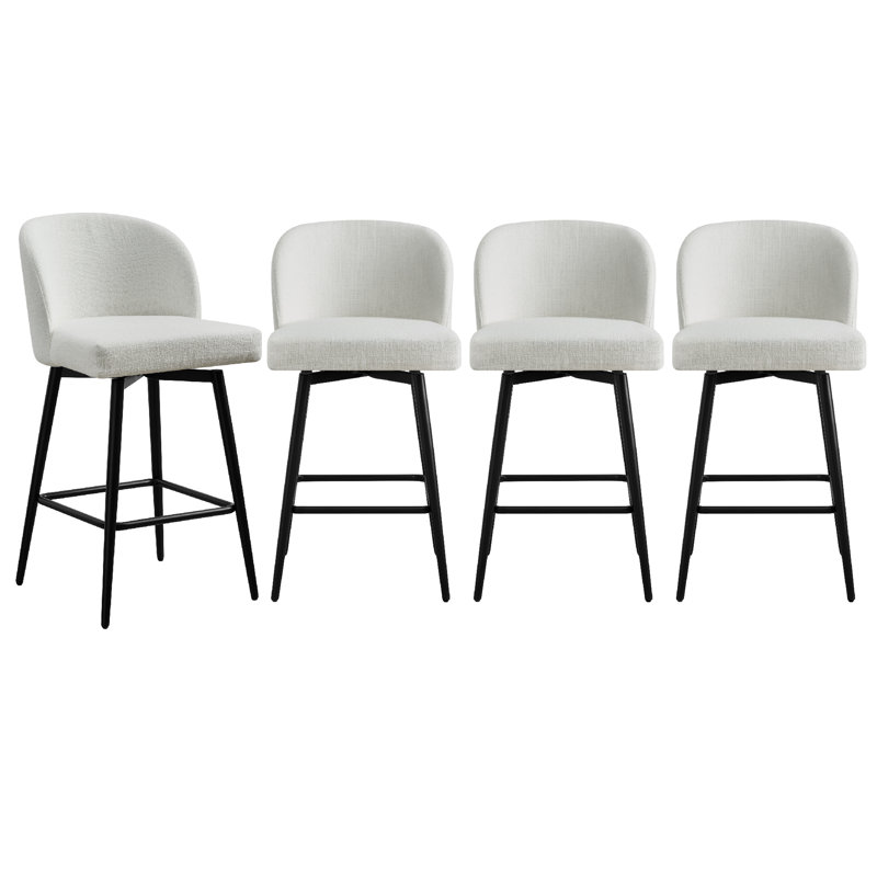 Betzalel Swivel Upholstered Counter Stool, White, 4