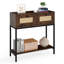 Console 32 po avec 2 tiroirs en rotin, tablette de rangement ouverte, cadre en métal robuste brun rustique-263647036
