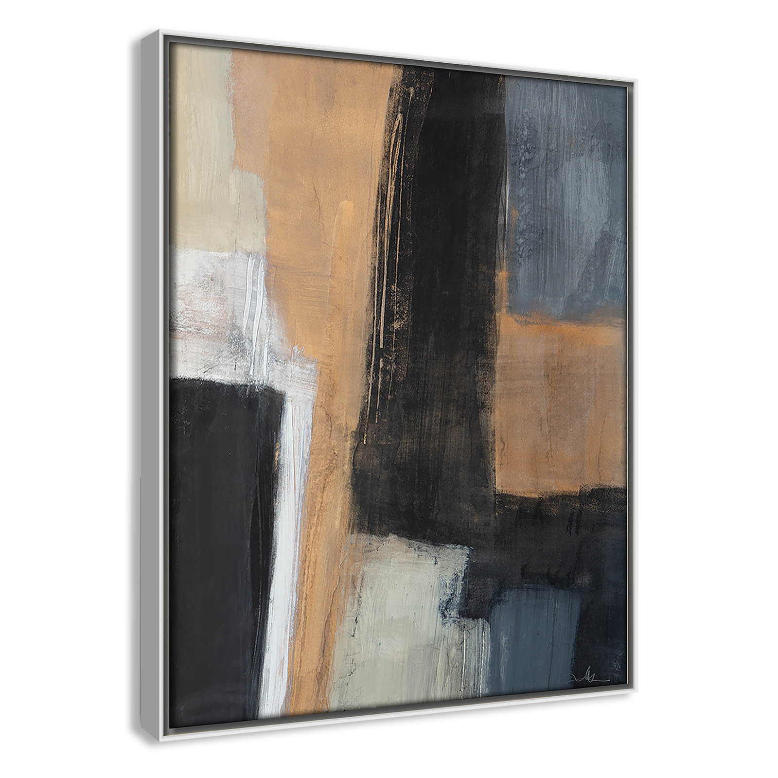 Calderon "Metallic Slate I" Print, 15.5" H x 12.5" W  x 2" D, White