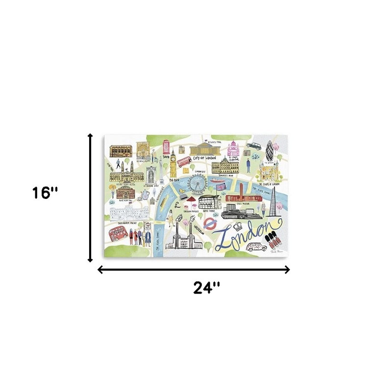 Fun Illustrated London Map Print Wall Art