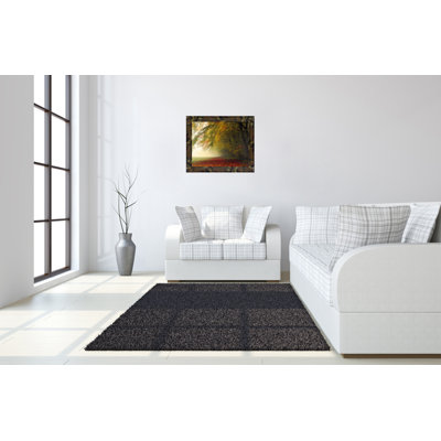 Art mural Misty Autumn Pathway - 28 po x 34 po - Cadre en bois naturel