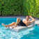 Big Joe Lux Chaise Premium Inflatable Pool Float, Black and White Cape Stripe, UV Protected