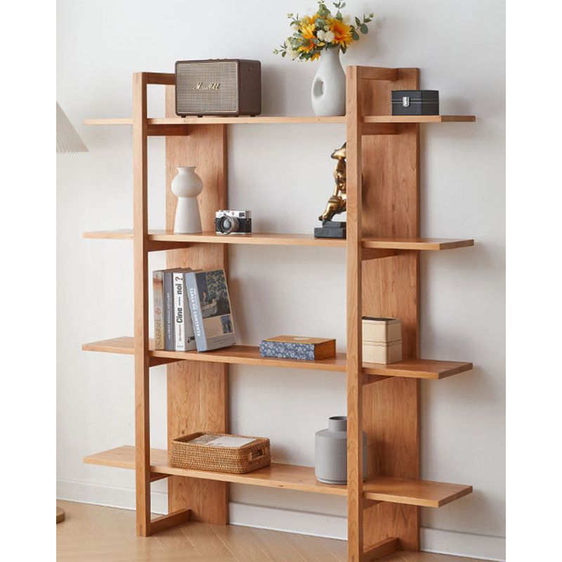 Nouvelles tablettes de rangement murales en bois massif pour la maison, Tanné, (4 Shelves) 63" H x 63" W x 11.8" D