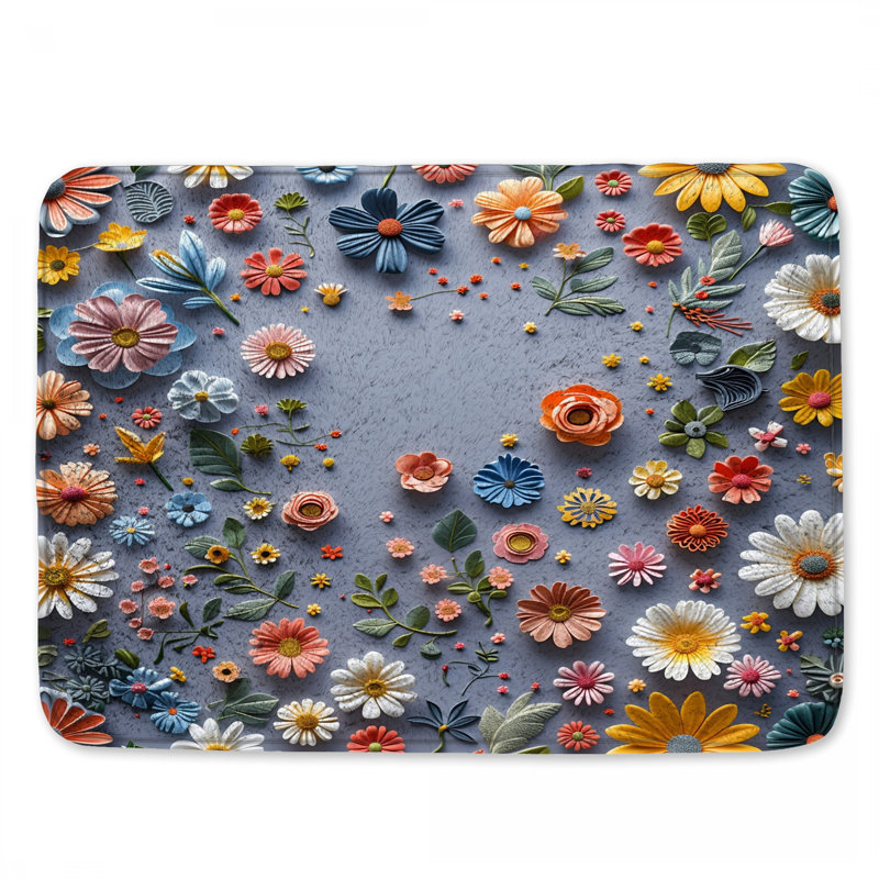 Tapis de bain floral, L 34 po x L 21 po