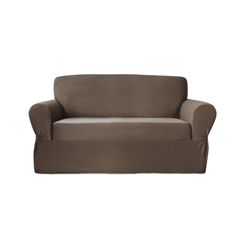 Housse pour causeuse à coussins carrés/rectangulaires extensible Plush, Chocolat