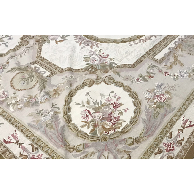 Hand-Knotted High-Quality Beige and Ivory Area Rug