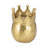 7" Gold Metal Skull with Crown Figurine - Modern Metallic Aluminum Decorative Sculpture for Home Office Bedroom Living Room Decor.