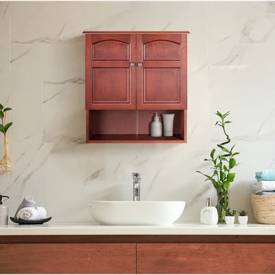 Brogden Removable Two-Door Wall Cabinet with Adjustable Shelf and Open Display Shelf