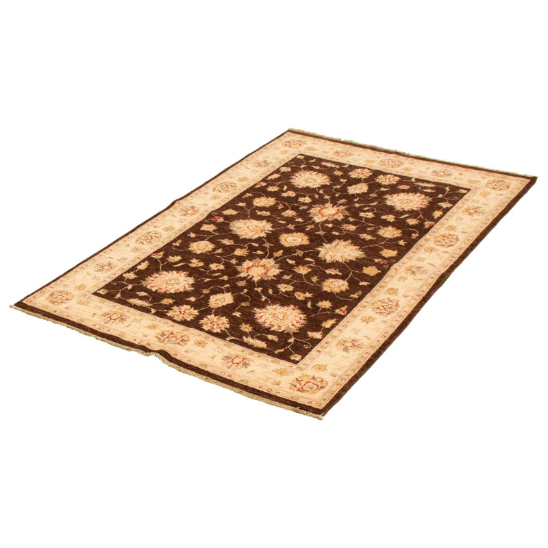 Ivoire Tapis décoratif en laine de conception unique 4 pi 6 po x 6 pi 11 po noué à la main New Age