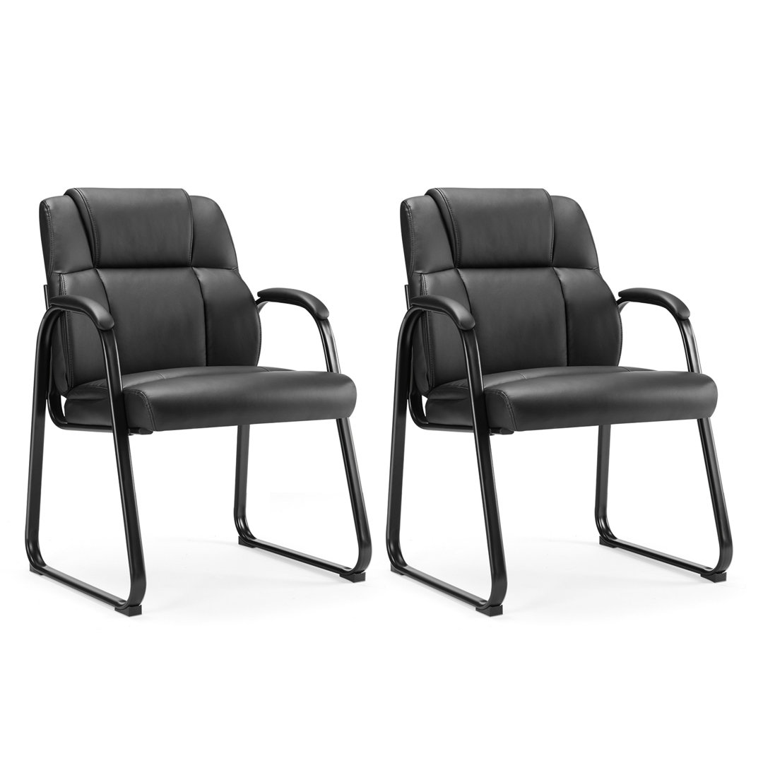 Kleah PU Leather Conference Office Chair Set with Padded Armrest, Waiting Room & Reception Chairs (Set of 2) Ivy Bronx