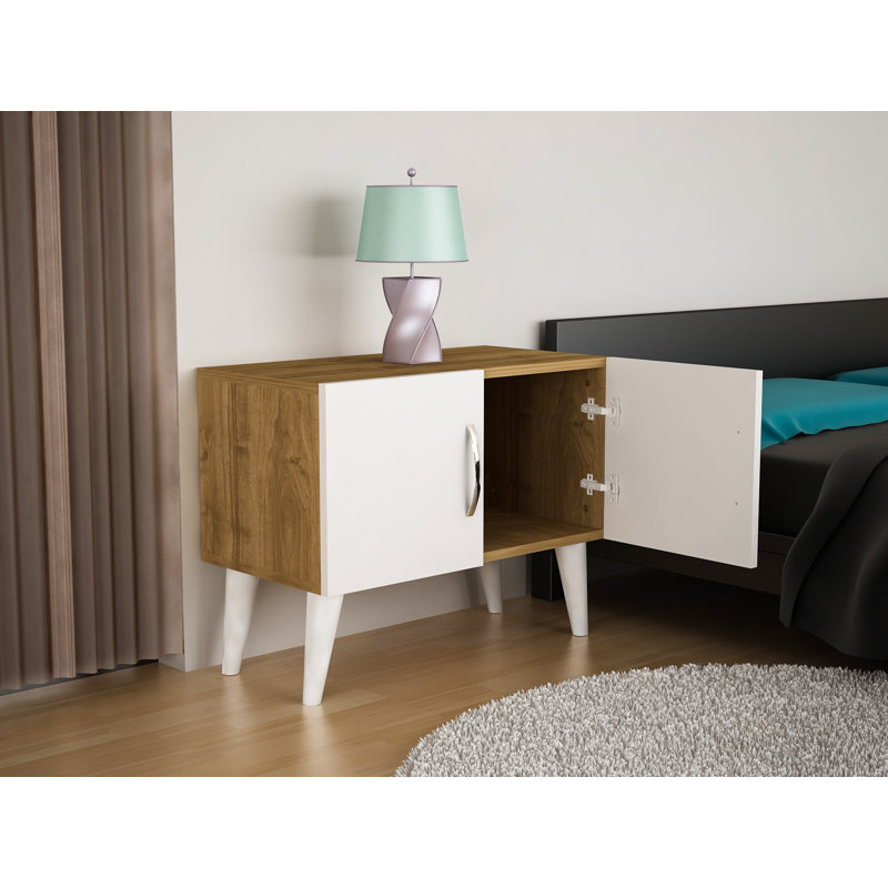Table de chevet Ryley en blanc / noyer