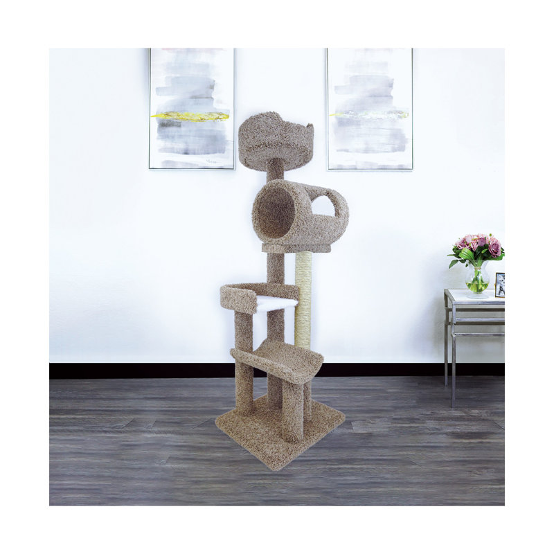 140003- Solid Wood Climbing Cat Tower Tree, Brown
